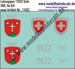 Nass-Schiebebilder: Zusatzbeschriftung mit Wappen Lok 11622 Suhr für Re 6/6 der SBB, ab Epoche 3. Artikel-Nummer: 11622