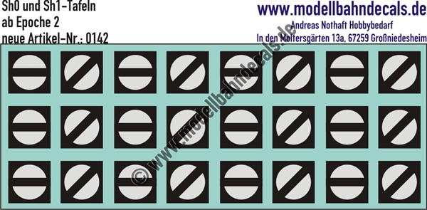 Nass-Schiebebilder: Sh0 und Sh1 - Tafeln Weiß/Schwarz. Artikel-Nummer: 0142