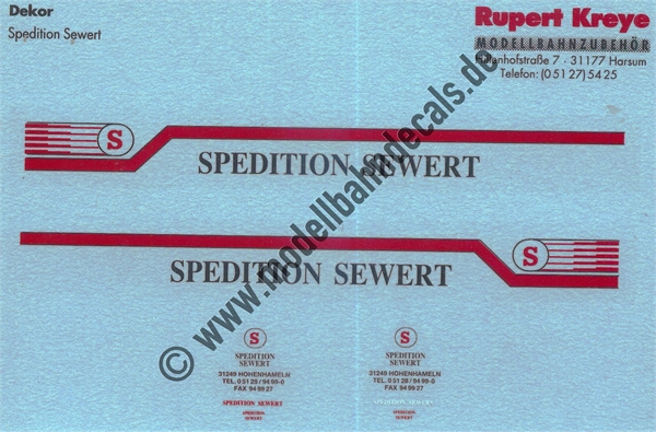 Nass-Schiebebilder: LKW-Beschriftung Spedition Sewert - gross. Artikel-Nummer: 0179