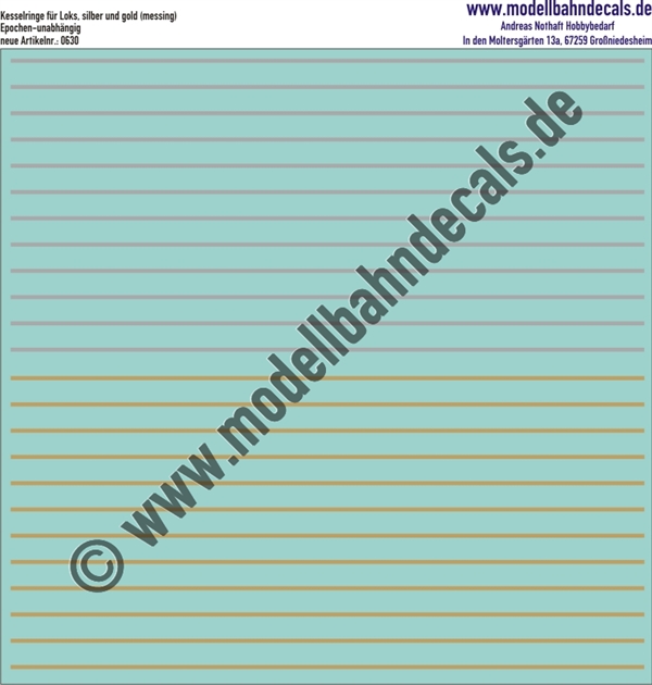 Nass-Schiebebilder: Kesselringe Silber/Messing; wir empfehlen für Kesselringe unbedingt einen Weichmacher - z.B. Decal-Medium. Artikel-Nummer: 0630