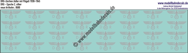 Nass-Schiebebilder: DRG-Zeichen (Adler mit Flügel) 1938-1945 Silber (ohne HK!). Artikel-Nummer: 0680