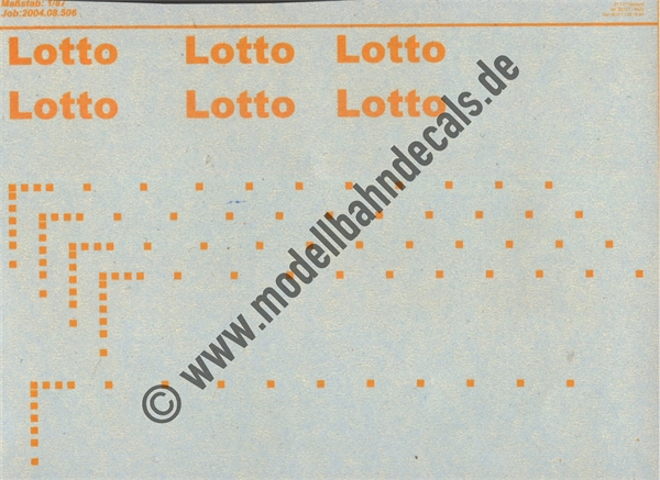 "Nass-Schiebebilder: Sonderangebot Spur H0: Beschriftungen für Lotto Lok, dunkelgelb Artikel-Nummer: 18014"