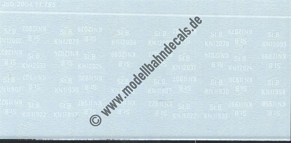 Nass-Schiebebilder: Sonderangebot Spur H0: diverse Lok(?)-Nummern der St.B.  Artikel-Nummer: 18020