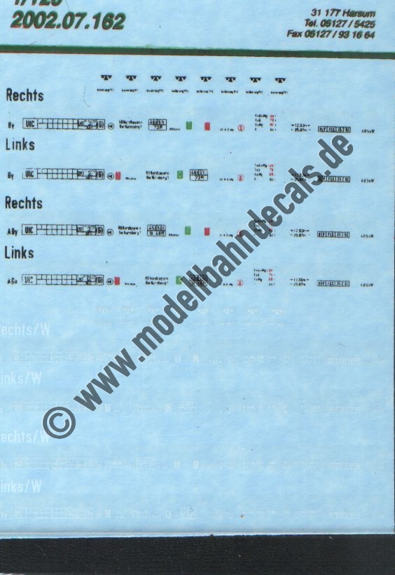 "Nass-Schiebebilder: Sonderangebot Spur TT: Wagenanschriften Pendolino VT 610 By/ABy DR, Schwarz und Weiss Artikel-Nummer: 18065"