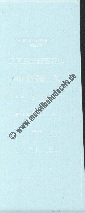 "Nass-Schiebebilder: Sonderangebot Spur H0: Personenwagen-Komplettbeschriftung BDüms 272, 51 80 82-40 065-7, Weiss Artikel-Nummer: 18103"