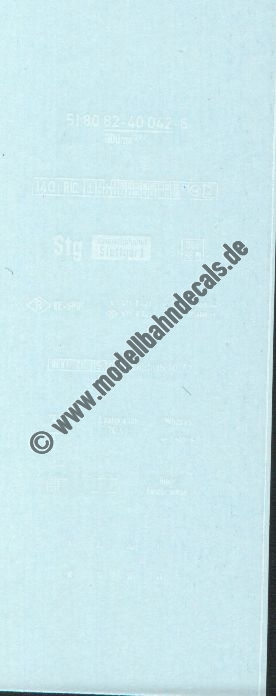 "Nass-Schiebebilder: Sonderangebot Spur H0: Personenwagen-Komplettbeschriftung BDüms 272, 51 80 82-40 042-6, Weiss Artikel-Nummer: 18104"