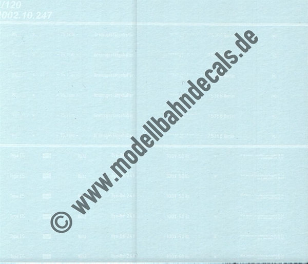"Nass-Schiebebilder: Sonderangebot Spur TT: Personenwagen-Längsträgeranschriften 75368 Berlin, Weiss Artikel-Nummer: 18123"