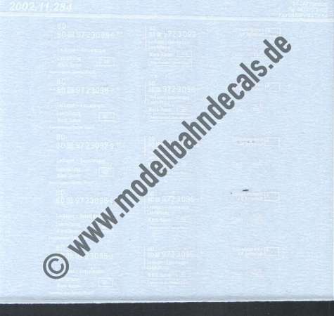 Nass-Schiebebilder: Sonderangebot Spur H0: Komplettbeschriftungen für Übungskesselwagen, DB, Epoche 4, Artikel-Nummer: 18229