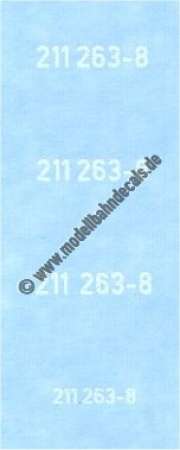 Nass-Schiebebilder: Sonderangebot Spur H0: Loknummern in 2 Größen (3+1) für 211 263-8 in Weiss, Artikel-Nummer: 18268