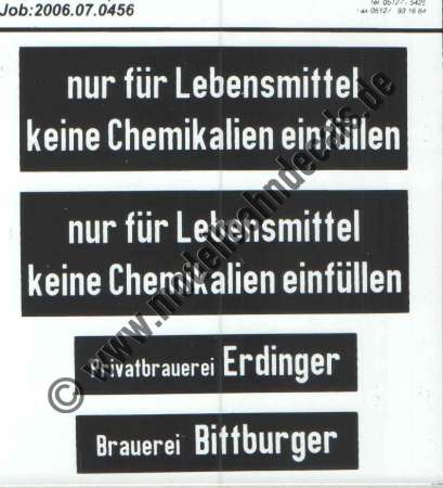 "Aufkleber: Sonderangebot: Maßstab 1:22,5(!) Teilanschriften für Bierwagen Bitburger/Erdinger, Artikel-Nummer: 19026