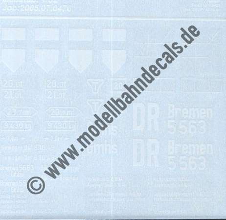 Nass-Schiebebilder: Sonderangebot Spur 1: Komplettbeschriftung DRG Bremen, Artikel-Nummer: 19045