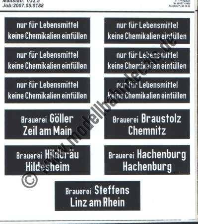 Aufkleber: Sonderangebot 1:22,5: Bierwagen-Anschriften, Artikel-Nummer: 19093