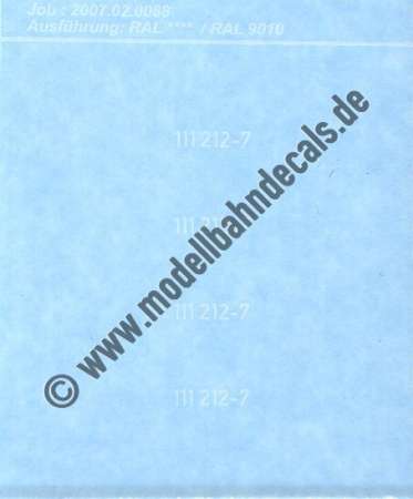 Nass-Schiebebilder: Sonderangebot Spur H0: Loknummern DB, Epoche 4, 111 212-7 Weiss, Artikel-Nummer: 19146