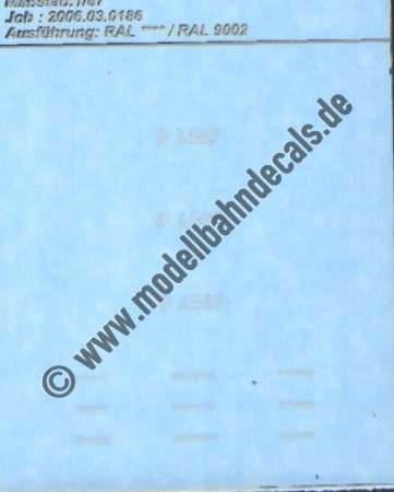 Nass-Schiebebilder: Sonderangebot Spur H0: Loknummern und Beheimatung Kö 4587. Artikel-Nummer: 19182