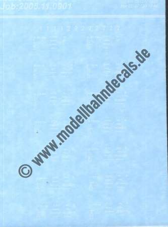 Nass-Schiebebilder: Sonderangebot Spur N: Personenwagen-Komplettbeschriftungen inkl. Klassenziffern für B/AB (vermutlich Donnerbüchsen) DB, Weiss, Artikel-Nummer: 19203
