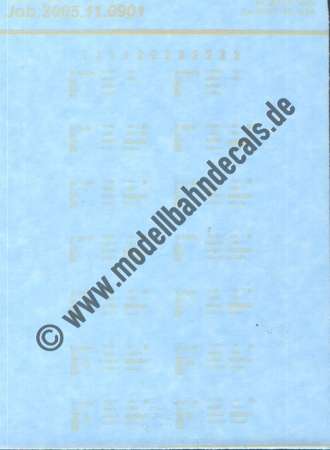 Nass-Schiebebilder: Sonderangebot Spur N: Personenwagen-Komplettbeschriftungen inkl. Klassenziffern für B/AB (vermutlich Donnerbüchsen) DB, Elfenbein, Artikel-Nummer: 19204