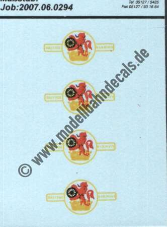 Nass-Schiebebilder: Sonderangebot Spur H0: 4 historische Embleme von British Railways, Artikel-Nummer: 19220