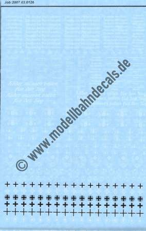 Nass-Schiebebilder: Sonderangebot Spur TT: Diverse Anschriften Deutsche Reichsbahn, 2. Weltkrieg, Wehrmacht, etc., Artikel-Nummer: 19221