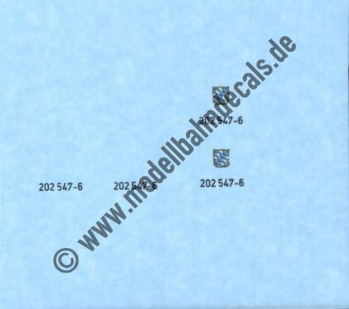Nass-Schiebebilder: Sonderangebot Spur H0: Loknummern+bayerische Wappen, Lok 202 547-6, Artikel-Nummer: 19227