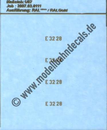 Nass-Schiebebilder: Sonderangebot Spur H0: Loknummern E 32 28, Gold, Artikel-Nummer: 19229