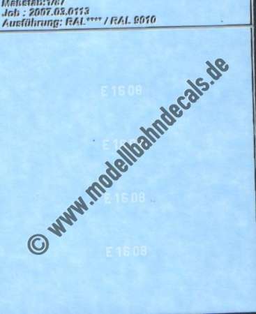 Nass-Schiebebilder: Sonderangebot Spur H0: Loknummern E 16 08, Weiss, Artikel-Nummer: 19232