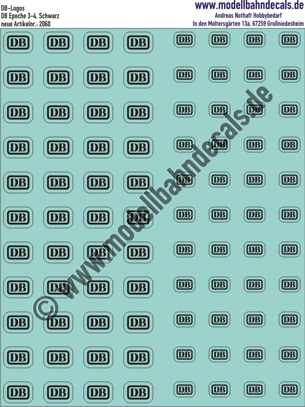 "Nass-Schiebebilder: DB-Zeichen RAL 9005 (Schwarz), 2 Größen. Artikel-Nummer: 2060"