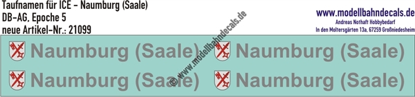 "Nass-Schiebebilder: Taufnamen für ICE ""Naumburg (Saale)"", DB-AG, Epoche 5. Artikel-Nummer: 21099"