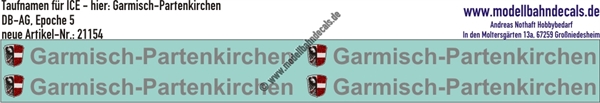 "Nass-Schiebebilder: Taufnamen für ICE ""Garmisch-Partenkirchen"", DB-AG, Epoche 5. Artikel-Nummer: 21154"