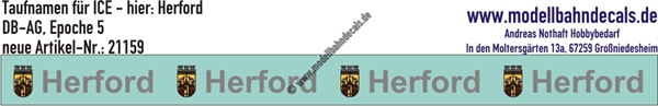"Nass-Schiebebilder: Taufnamen für ICE ""Herford"", DB-AG, Epoche 5. Artikel-Nummer: 21159"
