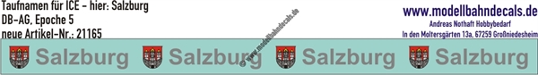 "Nass-Schiebebilder: Taufnamen für ICE ""Salzburg"", DB-AG, Epoche 5. Artikel-Nummer: 21165"