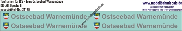 "Nass-Schiebebilder: Taufnamen für ICE ""Ostseebad Warnemünde"", DB-AG, Epoche 5. Artikel-Nummer: 21169"