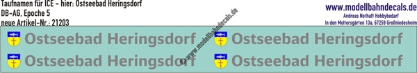 "Nass-Schiebebilder: Taufnamen für ICE ""Ostseebad Heringsdorf"", DB-AG, Epoche 5. Artikel-Nummer: 21203"