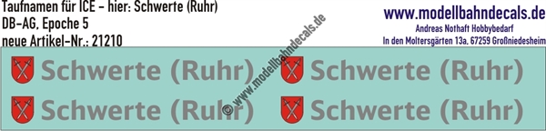 "Nass-Schiebebilder: Taufnamen für ICE ""Schwerte (Ruhr)"", DB-AG, Epoche 5. Artikel-Nummer: 21210"