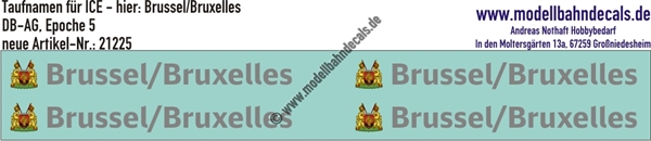 "Nass-Schiebebilder: Taufnamen für ICE ""Brüssel (Brussels/Bruxelles)"", DB-AG, Epoche 5. Artikel-Nummer: 21225"