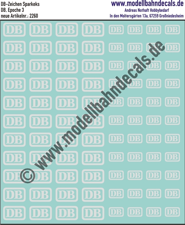 "Nass-Schiebebilder: DB-Zeichen ""Sparkeks"" RAL 9010 Weiss. Artikel-Nummer: 2260"