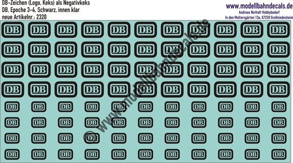 Nass-Schiebebilder: DB-Zeichen RAL 9005 (Schwarz) Negativkeks. Artikel-Nummer: 2320