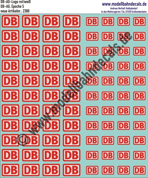 Nass-Schiebebilder: DB-AG-Logos Rot mit Weiss. Artikel-Nummer: 2380