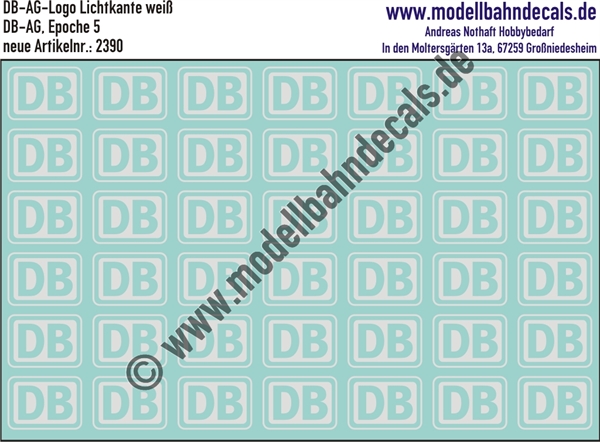 Nass-Schiebebilder: DB-AG Logo Lichtkante Weiss. Artikel-Nummer: 2390