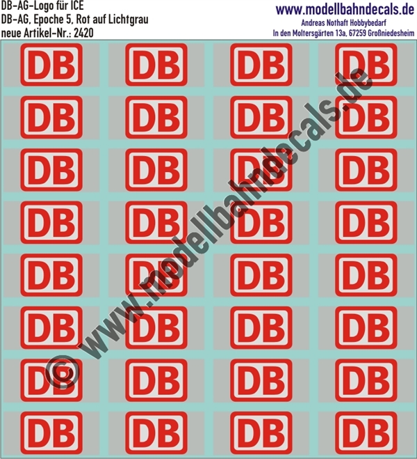 Nass-Schiebebilder: DB-AG Logo für ICE (mit Lichtgrauem Streifen). Artikel-Nummer: 2420
