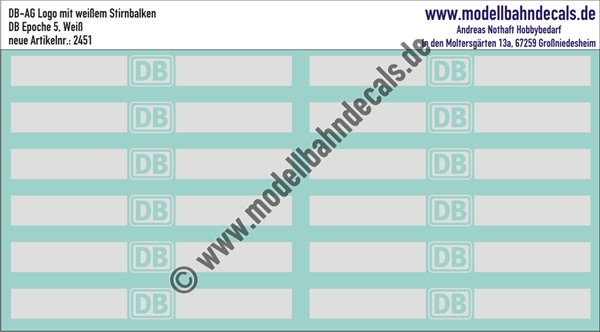 Nass-Schiebebilder: DB-AG mit neuem Stirnbalken, Weiss, invertierte Version des Logos!. Artikel-Nummer: 2451