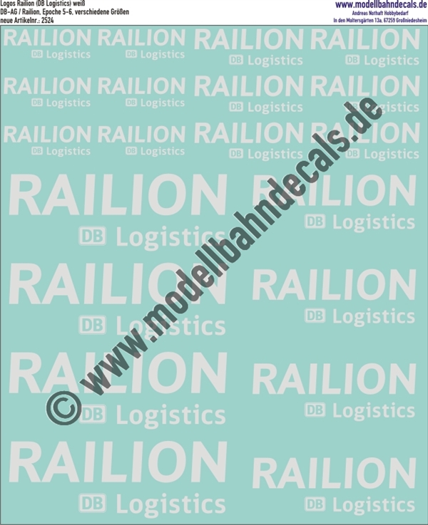 Nass-Schiebebilder: Railion (DB Logistics) Weiss. Artikel-Nummer: 2524