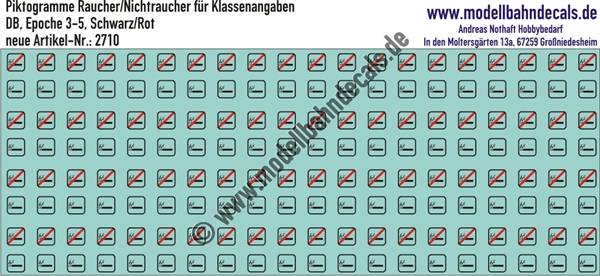 Nass-Schiebebilder: Piktogramme Raucher/Nichtraucher Rot/Schwarz. Artikel-Nummer: 2710