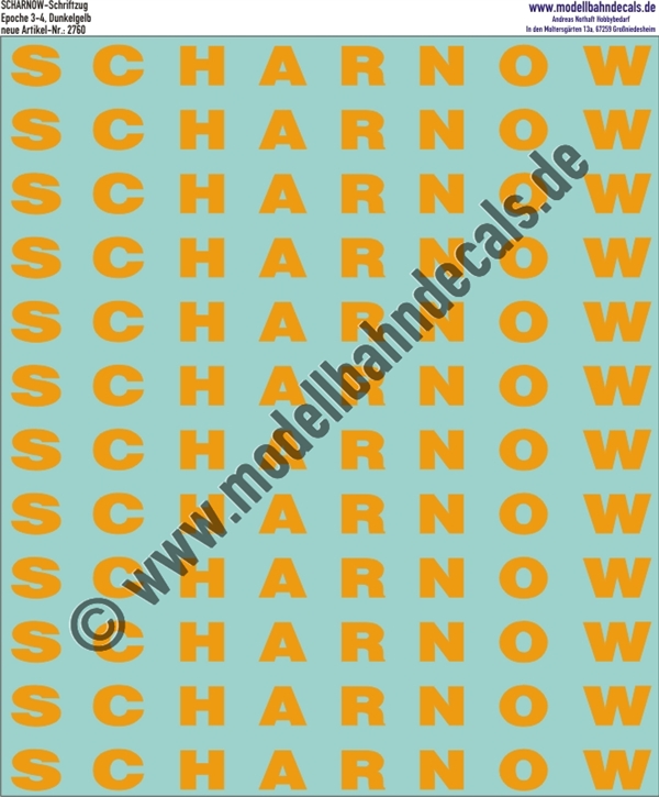 "Nass-Schiebebilder: SCHARNOW Schriftzug, Gelb. Artikel-Nummer: 2760"
