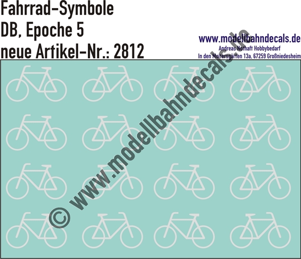"Nass-Schiebebilder: Fahrradsymbole Weiss, kleinere Ausführung. Artikel-Nummer: 2812"