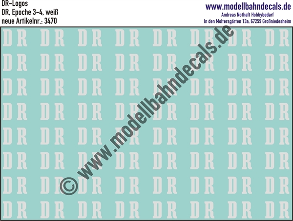 Nass-Schiebebilder: DR-Zeichen RAL 9010 Weiss. Artikel-Nummer: 3470