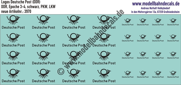 Nass-Schiebebilder: Deutsche Post (DDR) Lkw/Pkw Schwarz. Artikel-Nummer: 3970