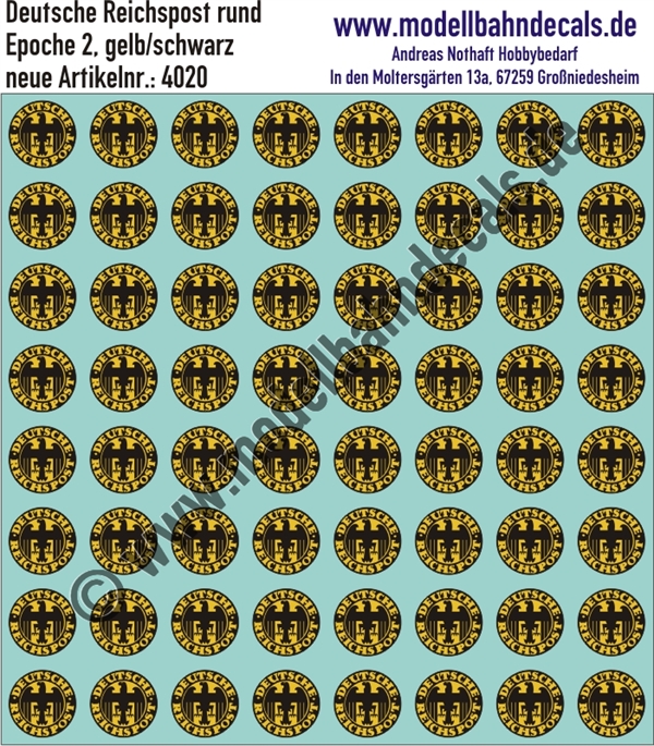 Nass-Schiebebilder: Deutsche Reichspost Gelb/Schwarz rund. Artikel-Nummer: 4020