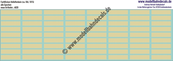 Nass-Schiebebilder: Farbflicken RAL 1015 (Hellelfenbein) DB. Artikel-Nummer: 4820