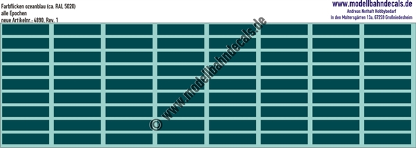 Nass-Schiebebilder: Farbflicken RAL 5020 (Ozeanblau) DB. Artikel-Nummer: 4890