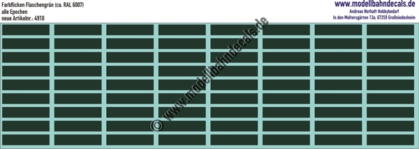 Nass-Schiebebilder: Farbflicken RAL 6007 (Flaschengrün) DB/DRG. Artikel-Nummer: 4910
